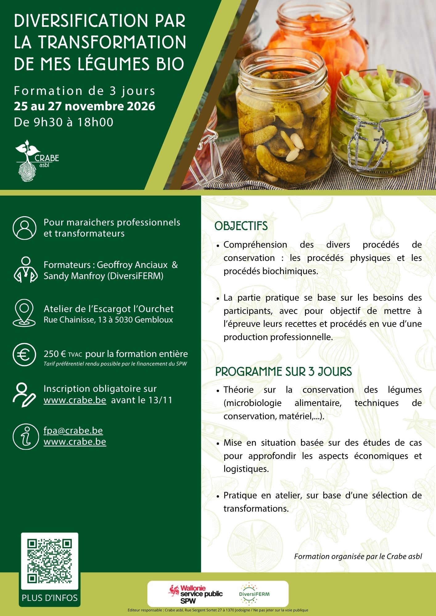 Diversification par la transformation de mes légumes bio
