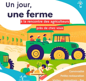 Dessin de tracteur et personnes prenant un apéritif