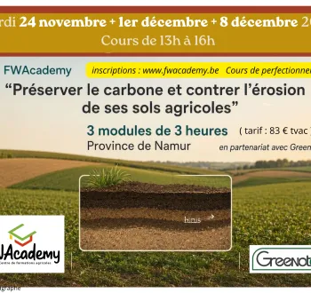 Apprenez à préserver le carbone et contrer l'érosion de vos sols agricoles ! en 3 x 3 heures de cours à la FWAcademy